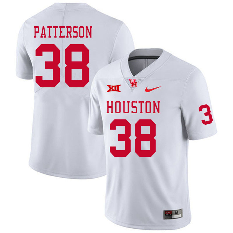 Men #38 Michael Patterson Houston Cougars Big 12 XII College Football Jerseys Stitched-White - Click Image to Close